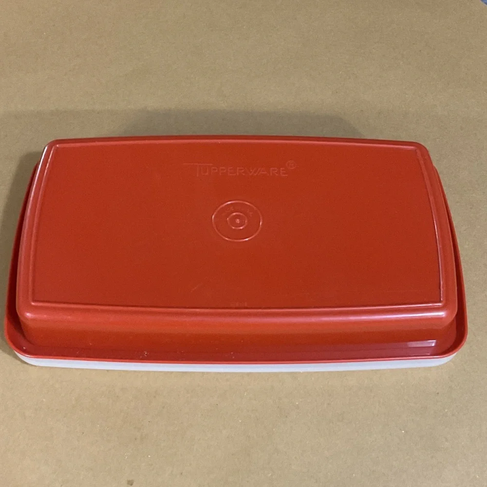 Tupperware Red Base with White Lid